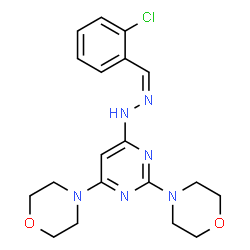 ChemSpider 2D Image | 4,4'-{6-[(2Z)-2-(2-Chlorobenzylidene)hydrazino]-2,4-pyrimidinediyl}dimorpholine | C19H23ClN6O2