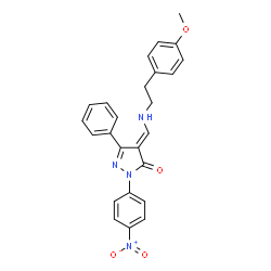 ChemSpider 2D Image | (4E)-4-({[2-(4-Methoxyphenyl)ethyl]amino}methylene)-2-(4-nitrophenyl)-5-phenyl-2,4-dihydro-3H-pyrazol-3-one | C25H22N4O4