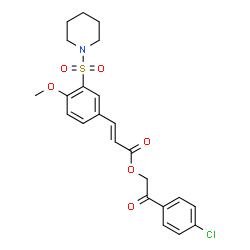 ChemSpider 2D Image | 2-(4-Chlorophenyl)-2-oxoethyl (2E)-3-[4-methoxy-3-(1-piperidinylsulfonyl)phenyl]acrylate | C23H24ClNO6S