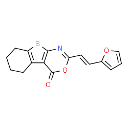 ChemSpider 2D Image | 2-(2-Furan-2-yl-vinyl)-5,6,7,8-tetrahydro-3-oxa-9-thia-1-aza-fluoren-4-one | C16H13NO3S