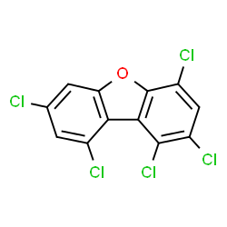 ChemSpider 2D Image | 1,2,4,7,9-PENTACHLORODIBENZOFURAN | C12H3Cl5O