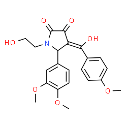 ChemSpider 2D Image | (4Z)-5-(3,4-Dimethoxyphenyl)-1-(2-hydroxyethyl)-4-[hydroxy(4-methoxyphenyl)methylene]-2,3-pyrrolidinedione | C22H23NO7