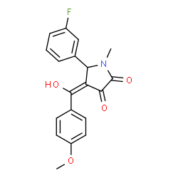 ChemSpider 2D Image | (4E)-5-(3-Fluorophenyl)-4-[hydroxy(4-methoxyphenyl)methylene]-1-methyl-2,3-pyrrolidinedione | C19H16FNO4