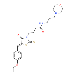 ChemSpider 2D Image | 4-[(5Z)-5-(4-Ethoxybenzylidene)-4-oxo-2-thioxo-1,3-thiazolidin-3-yl]-N-[3-(4-morpholinyl)propyl]butanamide | C23H31N3O4S2