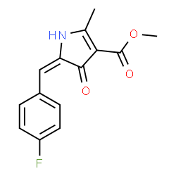ChemSpider 2D Image | Methyl (5E)-5-(4-fluorobenzylidene)-2-methyl-4-oxo-4,5-dihydro-1H-pyrrole-3-carboxylate | C14H12FNO3