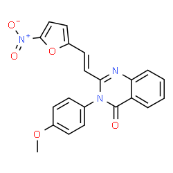 ChemSpider 2D Image | 3-(4-Methoxyphenyl)-2-[(E)-2-(5-nitro-2-furyl)vinyl]-4(3H)-quinazolinone | C21H15N3O5