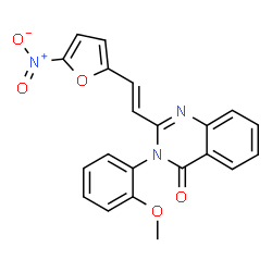 ChemSpider 2D Image | 3-(2-Methoxyphenyl)-2-[(E)-2-(5-nitro-2-furyl)vinyl]-4(3H)-quinazolinone | C21H15N3O5