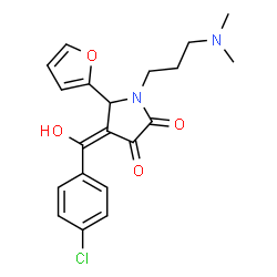 ChemSpider 2D Image | (4E)-4-[(4-Chlorophenyl)(hydroxy)methylene]-1-[3-(dimethylamino)propyl]-5-(2-furyl)-2,3-pyrrolidinedione | C20H21ClN2O4