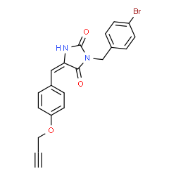 ChemSpider 2D Image | (5E)-3-(4-Bromobenzyl)-5-[4-(2-propyn-1-yloxy)benzylidene]-2,4-imidazolidinedione | C20H15BrN2O3