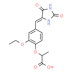 ChemSpider 2D Image | 2-{4-[(Z)-(2,5-Dioxo-4-imidazolidinylidene)methyl]-2-ethoxyphenoxy}propanoic acid | C15H16N2O6