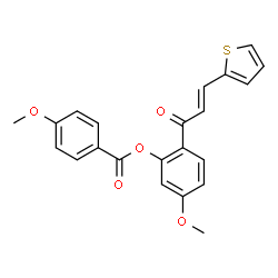 ChemSpider 2D Image | 5-Methoxy-2-[(2E)-3-(2-thienyl)-2-propenoyl]phenyl 4-methoxybenzoate | C22H18O5S