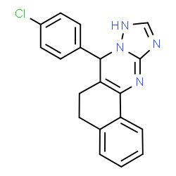 ChemSpider 2D Image | 7-(4-Chlorophenyl)-5,6,7,9-tetrahydrobenzo[h][1,2,4]triazolo[5,1-b]quinazoline | C19H15ClN4