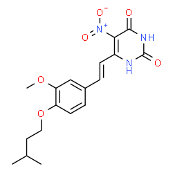 ChemSpider 2D Image | 6-{(E)-2-[3-Methoxy-4-(3-methylbutoxy)phenyl]vinyl}-5-nitro-2,4(1H,3H)-pyrimidinedione | C18H21N3O6