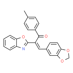 ChemSpider 2D Image | (2Z)-3-(1,3-Benzodioxol-5-yl)-2-(1,3-benzoxazol-2-yl)-1-(4-methylphenyl)-2-propen-1-one | C24H17NO4