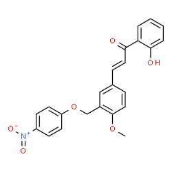 ChemSpider 2D Image | (2E)-1-(2-Hydroxyphenyl)-3-{4-methoxy-3-[(4-nitrophenoxy)methyl]phenyl}-2-propen-1-one | C23H19NO6