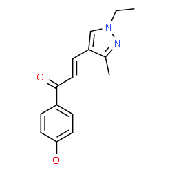 ChemSpider 2D Image | (2E)-3-(1-Ethyl-3-methyl-1H-pyrazol-4-yl)-1-(4-hydroxyphenyl)-2-propen-1-one | C15H16N2O2