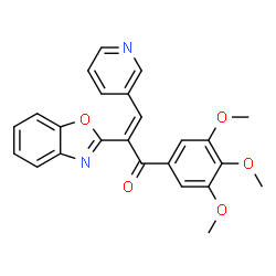 ChemSpider 2D Image | (2E)-2-(1,3-Benzoxazol-2-yl)-3-(3-pyridinyl)-1-(3,4,5-trimethoxyphenyl)-2-propen-1-one | C24H20N2O5