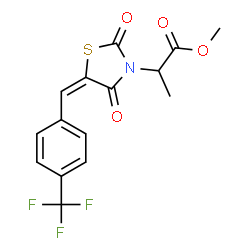 ChemSpider 2D Image | Methyl 2-{(5E)-2,4-dioxo-5-[4-(trifluoromethyl)benzylidene]-1,3-thiazolidin-3-yl}propanoate | C15H12F3NO4S