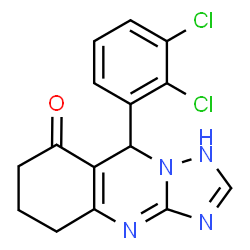 ChemSpider 2D Image | 9-(2,3-Dichlorophenyl)-5,6,7,9-tetrahydro[1,2,4]triazolo[5,1-b]quinazolin-8(1H)-one | C15H12Cl2N4O