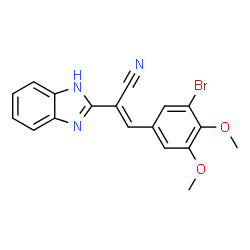 ChemSpider 2D Image | (2E)-2-(1H-Benzimidazol-2-yl)-3-(3-bromo-4,5-dimethoxyphenyl)acrylonitrile | C18H14BrN3O2