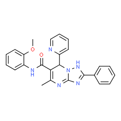 ChemSpider 2D Image | N-(2-Methoxyphenyl)-5-methyl-2-phenyl-7-(2-pyridinyl)-1,7-dihydro[1,2,4]triazolo[1,5-a]pyrimidine-6-carboxamide | C25H22N6O2