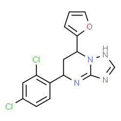 ChemSpider 2D Image | 5-(2,4-Dichlorophenyl)-7-(2-furyl)-1,5,6,7-tetrahydro[1,2,4]triazolo[1,5-a]pyrimidine | C15H12Cl2N4O
