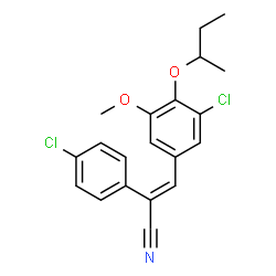 ChemSpider 2D Image | (2E)-3-(4-sec-Butoxy-3-chloro-5-methoxyphenyl)-2-(4-chlorophenyl)acrylonitrile | C20H19Cl2NO2