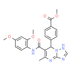 ChemSpider 2D Image | Methyl 4-{6-[(2,4-dimethoxyphenyl)carbamoyl]-5-methyl-1,7-dihydro[1,2,4]triazolo[1,5-a]pyrimidin-7-yl}benzoate | C23H23N5O5