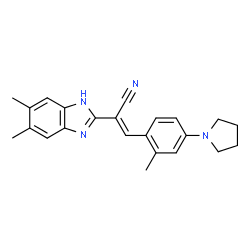 ChemSpider 2D Image | (2E)-2-(5,6-Dimethyl-1H-benzimidazol-2-yl)-3-[2-methyl-4-(1-pyrrolidinyl)phenyl]acrylonitrile | C23H24N4