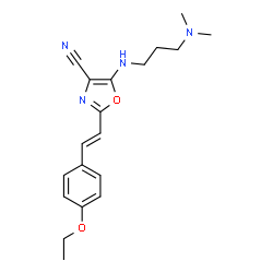 ChemSpider 2D Image | 5-{[3-(Dimethylamino)propyl]amino}-2-[(E)-2-(4-ethoxyphenyl)vinyl]-1,3-oxazole-4-carbonitrile | C19H24N4O2