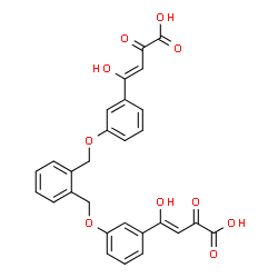 ChemSpider 2D Image | (3Z,3'Z)-4,4'-[1,2-Phenylenebis(methyleneoxy-3,1-phenylene)]bis(4-hydroxy-2-oxo-3-butenoic acid) | C28H22O10