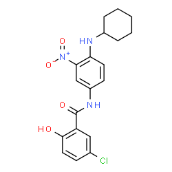 ChemSpider 2D Image | 5-Chloro-N-[4-(cyclohexylamino)-3-nitrophenyl]-2-hydroxybenzamide | C19H20ClN3O4