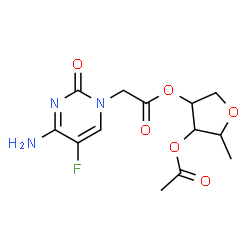 ChemSpider 2D Image | 3-O-Acetyl-4-O-[(4-amino-5-fluoro-2-oxo-1(2H)-pyrimidinyl)acetyl]-2,5-anhydro-1-deoxypentitol | C13H16FN3O6