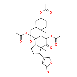 ChemSpider 2D Image | 3,7,11-Triacetoxy-12-oxo-7,8-epoxycard-20(22)-enolide | C29H36O10