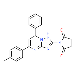 ChemSpider 2D Image | 1-[5-(4-Methylphenyl)-7-phenyl-1,7-dihydro[1,2,4]triazolo[1,5-a]pyrimidin-2-yl]-2,5-pyrrolidinedione | C22H19N5O2