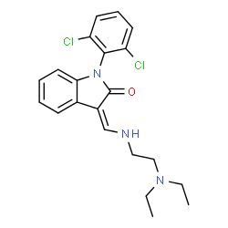 ChemSpider 2D Image | (3Z)-1-(2,6-Dichlorophenyl)-3-({[2-(diethylamino)ethyl]amino}methylene)-1,3-dihydro-2H-indol-2-one | C21H23Cl2N3O