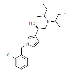 ChemSpider 2D Image | (1R)-2-[(2R)-2-Butanyl(sec-butyl)amino]-1-[1-(2-chlorobenzyl)-1H-pyrrol-3-yl]ethanol | C21H31ClN2O