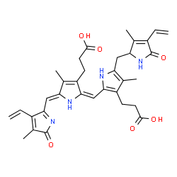 ChemSpider 2D Image | 3-[2-[(E)-[(5Z)-3-(2-carboxyethyl)-4-methyl-5-[(4-methyl-5-oxo-3-vinyl-pyrrol-2-yl)methylene]pyrrol-2-ylidene]methyl]-4-methyl-5-[(3-methyl-5-oxo-4-vinyl-1,2-dihydropyrrol-2-yl)methyl]-1H-pyrrol-3-yl]propanoic acid | C33H36N4O6