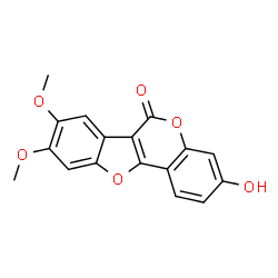 ChemSpider 2D Image | 3-Hydroxy-8,9-dimethoxy-6H-[1]benzofuro[3,2-c]chromen-6-one | C17H12O6