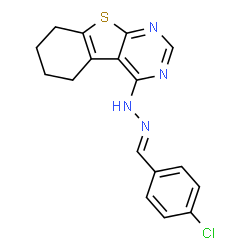ChemSpider 2D Image | 4-chlorobenzaldehyde N-(5,6,7,8-tetrahydro[1]benzothieno[2,3-d]pyrimidin-4-yl)hydrazone | C17H15ClN4S