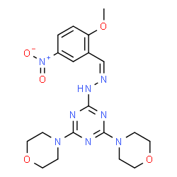 ChemSpider 2D Image | 2-[(2Z)-2-(2-Methoxy-5-nitrobenzylidene)hydrazino]-4,6-di(4-morpholinyl)-1,3,5-triazine | C19H24N8O5
