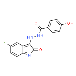 ChemSpider 2D Image | N'-(5-Fluoro-2-oxo-2H-indol-3-yl)-4-hydroxybenzohydrazide | C15H10FN3O3