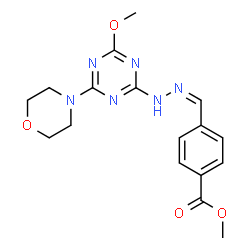 ChemSpider 2D Image | Methyl 4-[(Z)-{[4-methoxy-6-(4-morpholinyl)-1,3,5-triazin-2-yl]hydrazono}methyl]benzoate | C17H20N6O4