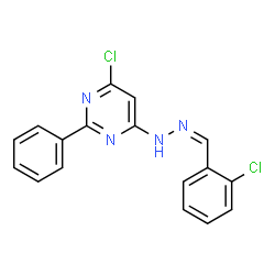ChemSpider 2D Image | 4-Chloro-6-[(2Z)-2-(2-chlorobenzylidene)hydrazino]-2-phenylpyrimidine | C17H12Cl2N4