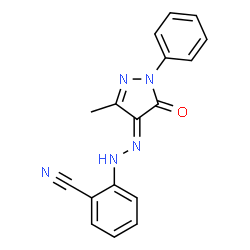 ChemSpider 2D Image | 2-[(2E)-2-(3-Methyl-5-oxo-1-phenyl-1,5-dihydro-4H-pyrazol-4-ylidene)hydrazino]benzonitrile | C17H13N5O