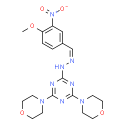ChemSpider 2D Image | 2-[(2Z)-2-(4-Methoxy-3-nitrobenzylidene)hydrazino]-4,6-di(4-morpholinyl)-1,3,5-triazine | C19H24N8O5