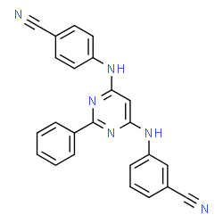 ChemSpider 2D Image | 3-({6-[(4-Cyanophenyl)amino]-2-phenyl-4-pyrimidinyl}amino)benzonitrile | C24H16N6