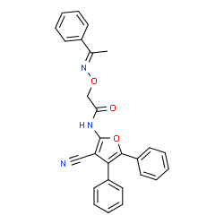 ChemSpider 2D Image | N-(3-Cyano-4,5-diphenyl-2-furyl)-2-{[(E)-(1-phenylethylidene)amino]oxy}acetamide | C27H21N3O3