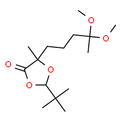ChemSpider 2D Image | 1,3-Dioxolan-4-one, 2-t-butyl-5-methyl-5-(4,4-dimethoxypentyl)- | C15H28O5