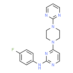 ChemSpider 2D Image | N-(4-Fluorophenyl)-4-[4-(2-pyrimidinyl)-1-piperazinyl]-2-pyrimidinamine | C18H18FN7